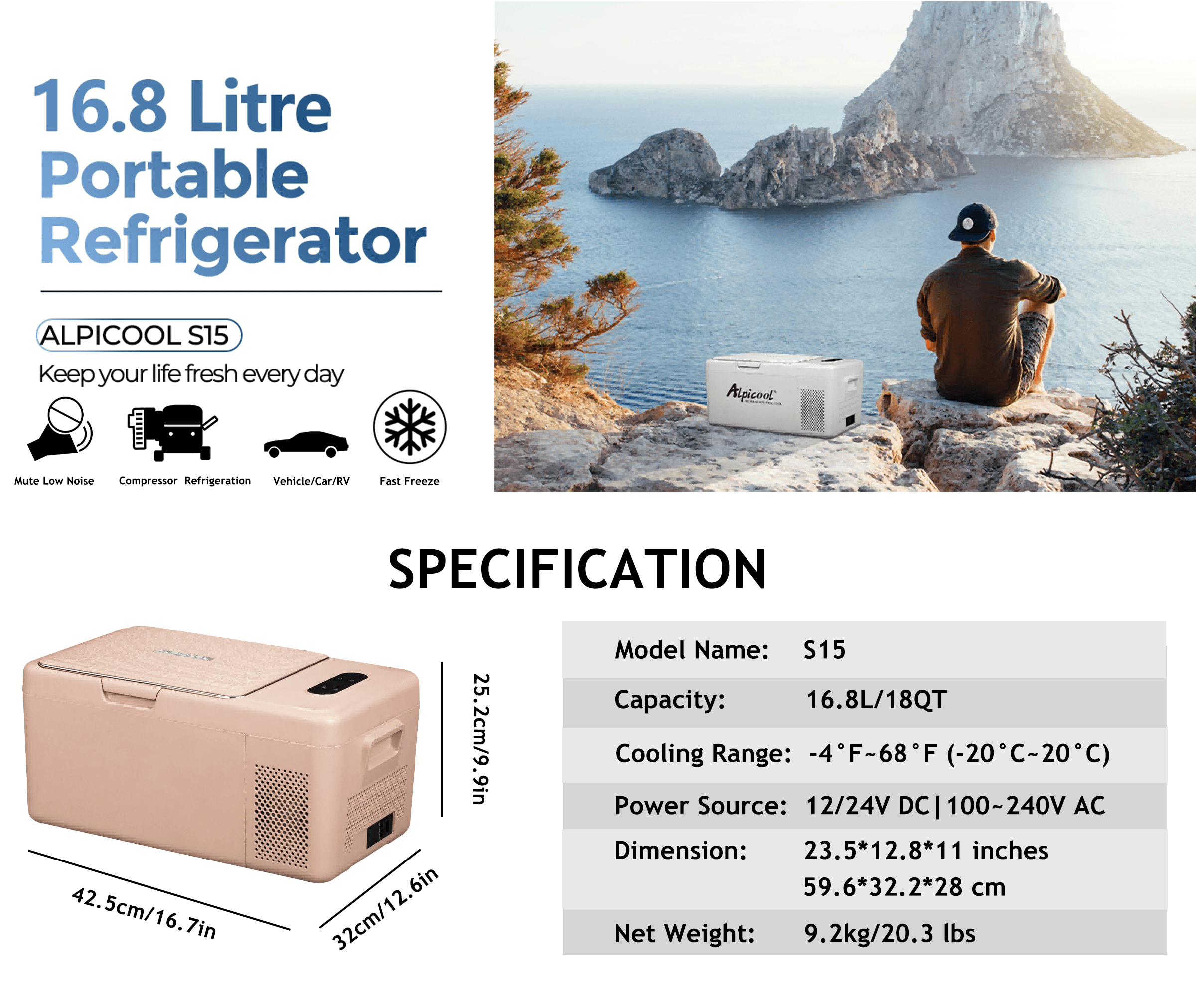 Frødak FDS15 White Portable Car Fridge - Bild 8