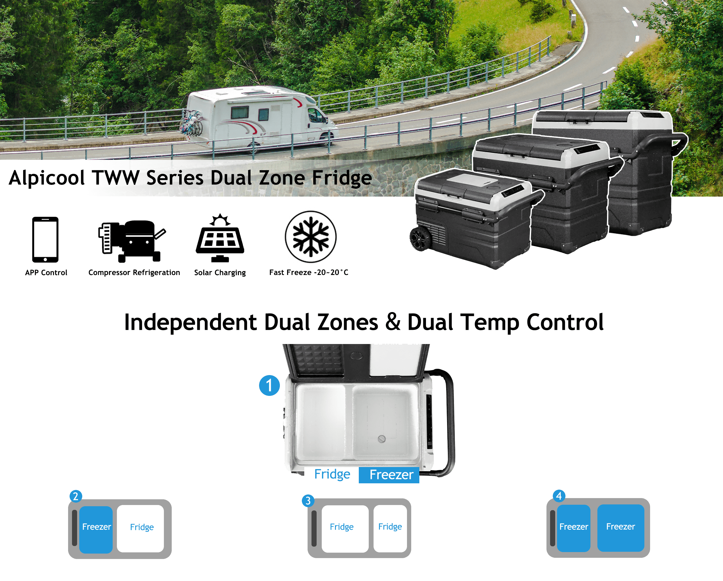 Frødak FDTWW35 Portable Dual Zone Car Fridge With Wheels - Bild 5