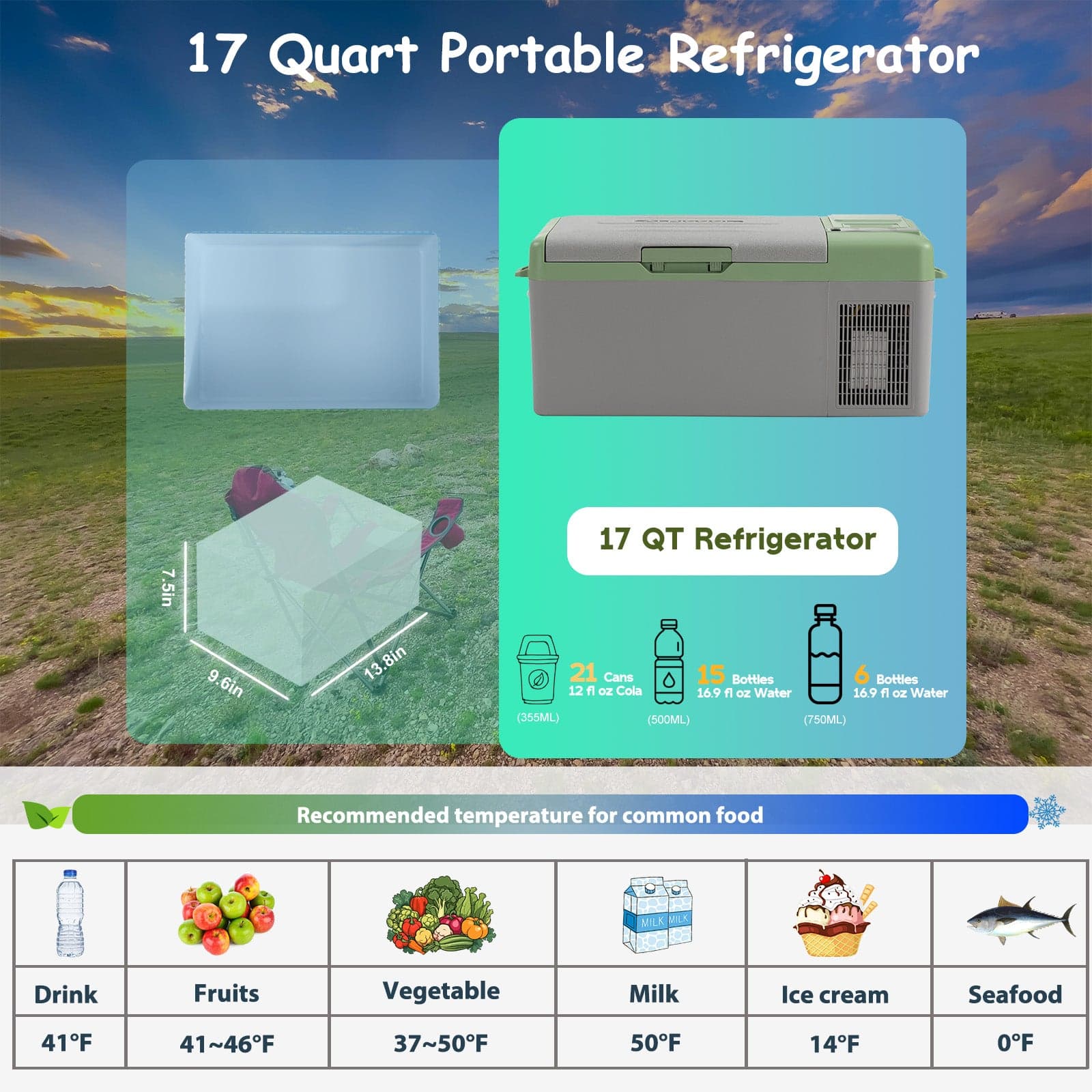 Frødak FDY15E Green Portable Car Fridge - Bild 4